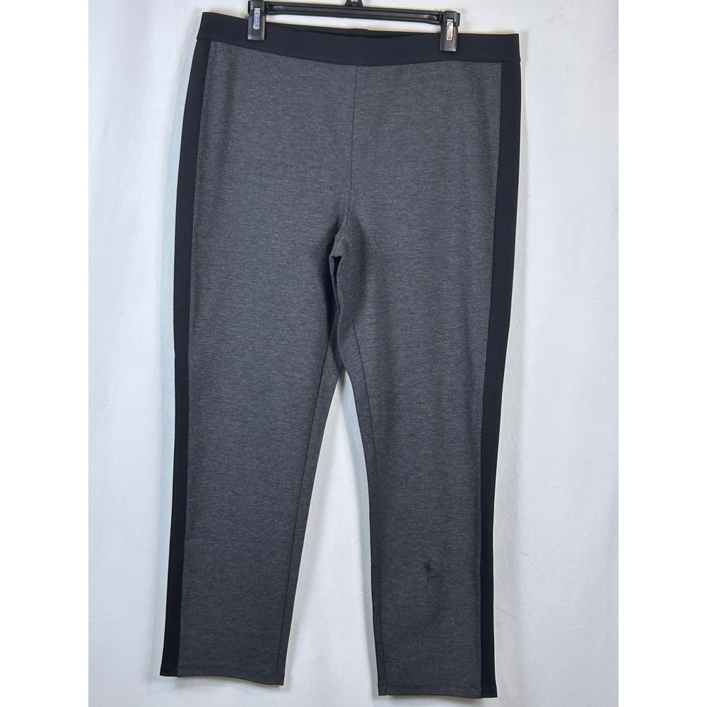 Liz Claiborne Pants Womens 16 Gray Excellent Side Stripe Pull On Ankle Tapered